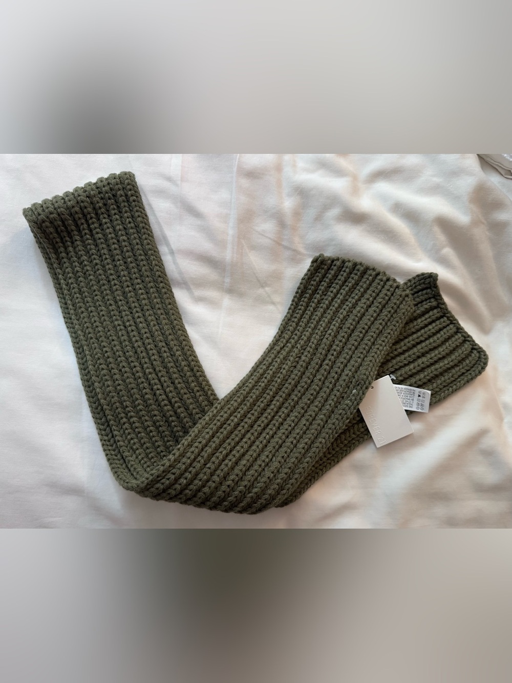 Forever 21 Knitted Rib Scarf - Olive Green